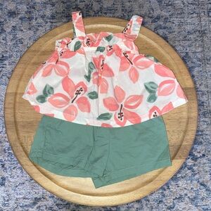 Carter’s - Floral Pink & Green Toddler Tank and Shorts Set
